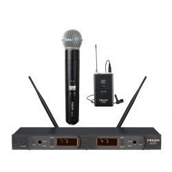 UHF Dijital Çift Anten 100 Kanal Bir El Bir Yaka Tipi Telsiz Mikrofon