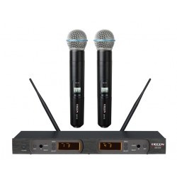UHF Dijital Çift Anten00 100 Kanal Çift El Tipi Telsiz Mikrofon